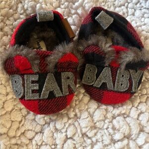 Dearfoams Red and Black Plaid Baby Booties
